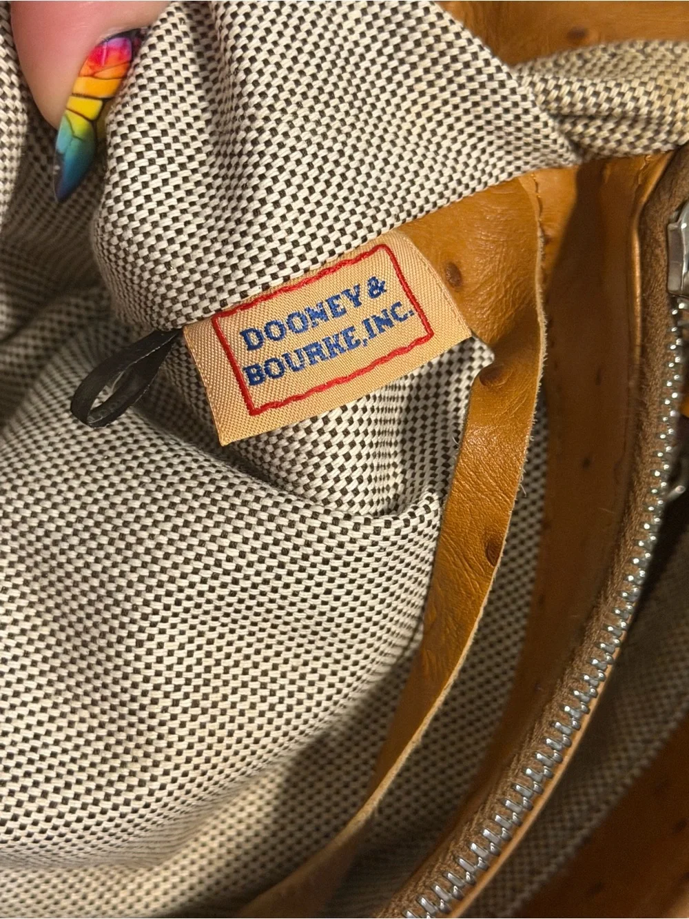 Dooney & Bourke Ostrich Embossed Leather Satchel Crossbody EUC